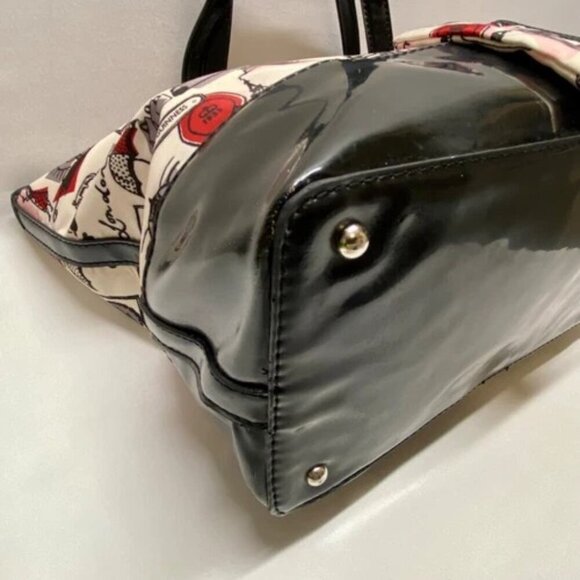 LULU by Lulu Guinness London Hand Bag Purse White Red Black Print Tote & Pouch - Picture 7 of 14